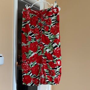 Floral midi skirt with front tie